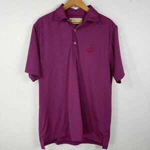 Donald Ross Men Medium Golf Polo Shirt Pinehurst Striped Pink Blue Performance